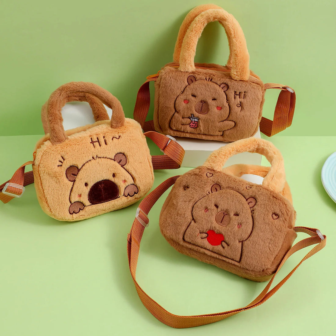 Ins Style Cute Cartoon Capybara Plush Shoulder Bag