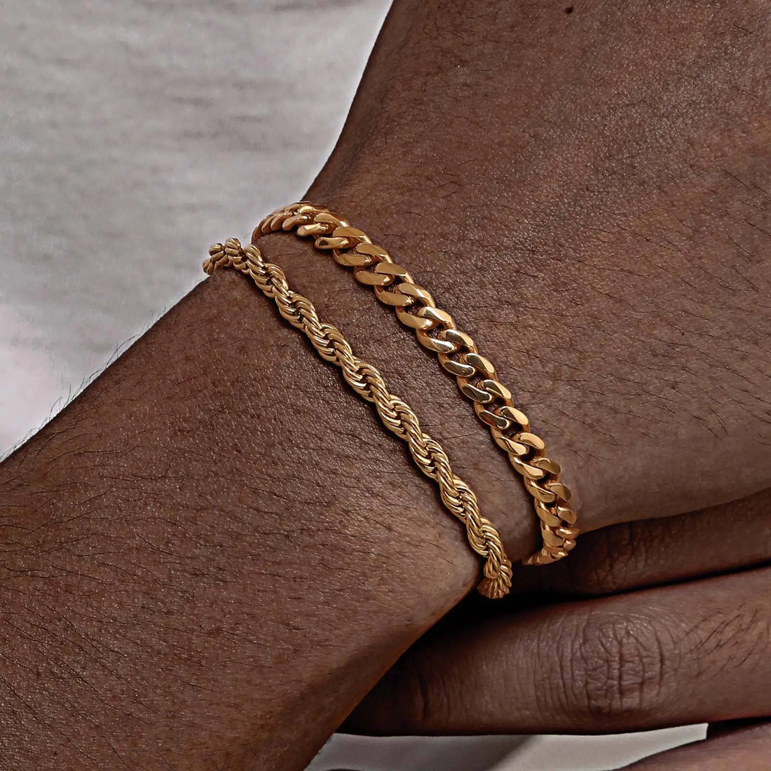 2pcs Men's Chain Bracelets | Silver Gold Black Color | Stainless Steel Twisted Rope Chain