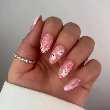 24 Halloween Press On Nails Short | Spooky-Cute Style False Nail For Women, Girl