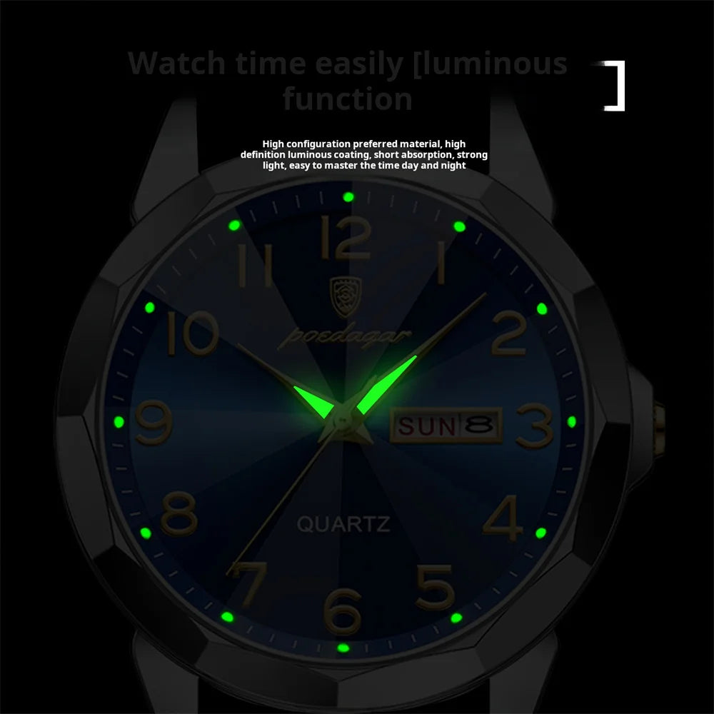 POEDAGAR Luxury Couple Watch Set | Number Dial Rhombus Mirror Hand Clock Stainless Steel Quartz Watches