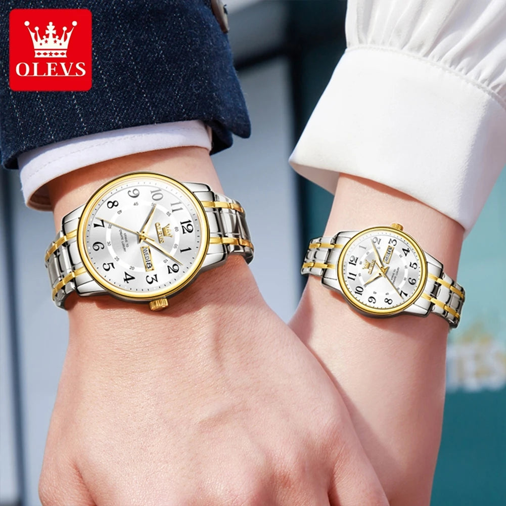 OLEVS 2891 Couple Watches Digital Dial High Quality Stainless steel Wristwatch