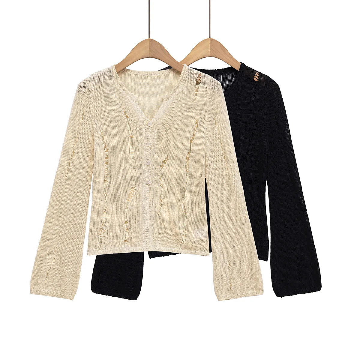 ZBZA Woman Cardigan v neck | Single-breasted Slim-fit  Long-sleeved Solid Color Sweater