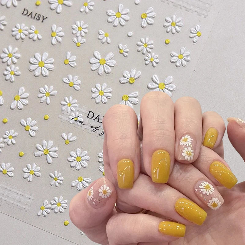 1pc White Flower Nail Stickers | Self-adhesive slider Nail Art Decoration Manicure