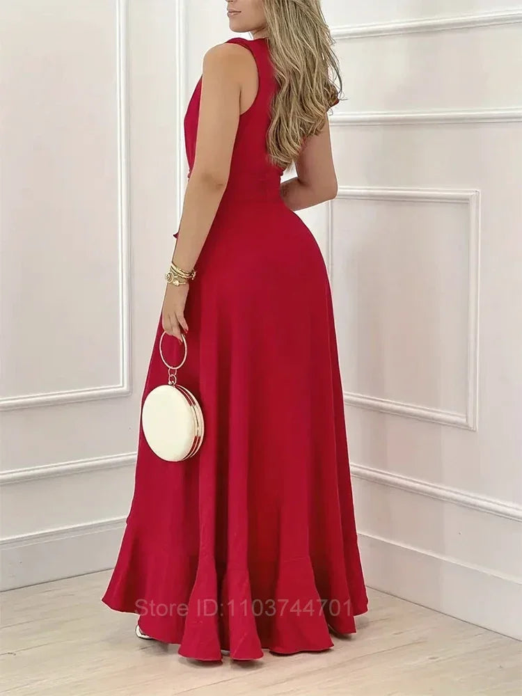 Summer V Neck Dress | Women Evening Dresses | Elegant Party Dresses | Women Summer Deep V Neck Sleeveless