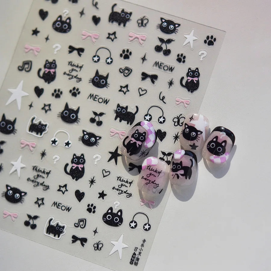 1Pcs Anime Nails Simple | Chibi Character Susuwatari Eggette Cute Anime Cartoon Nail Stickers