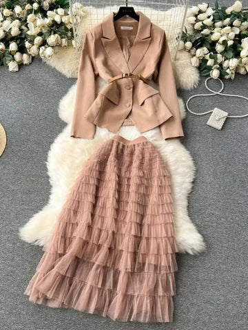 Casual Autumn Outfits For Ladies | Women Vintage Blazer Two Piece Sets | Ladies Party Set