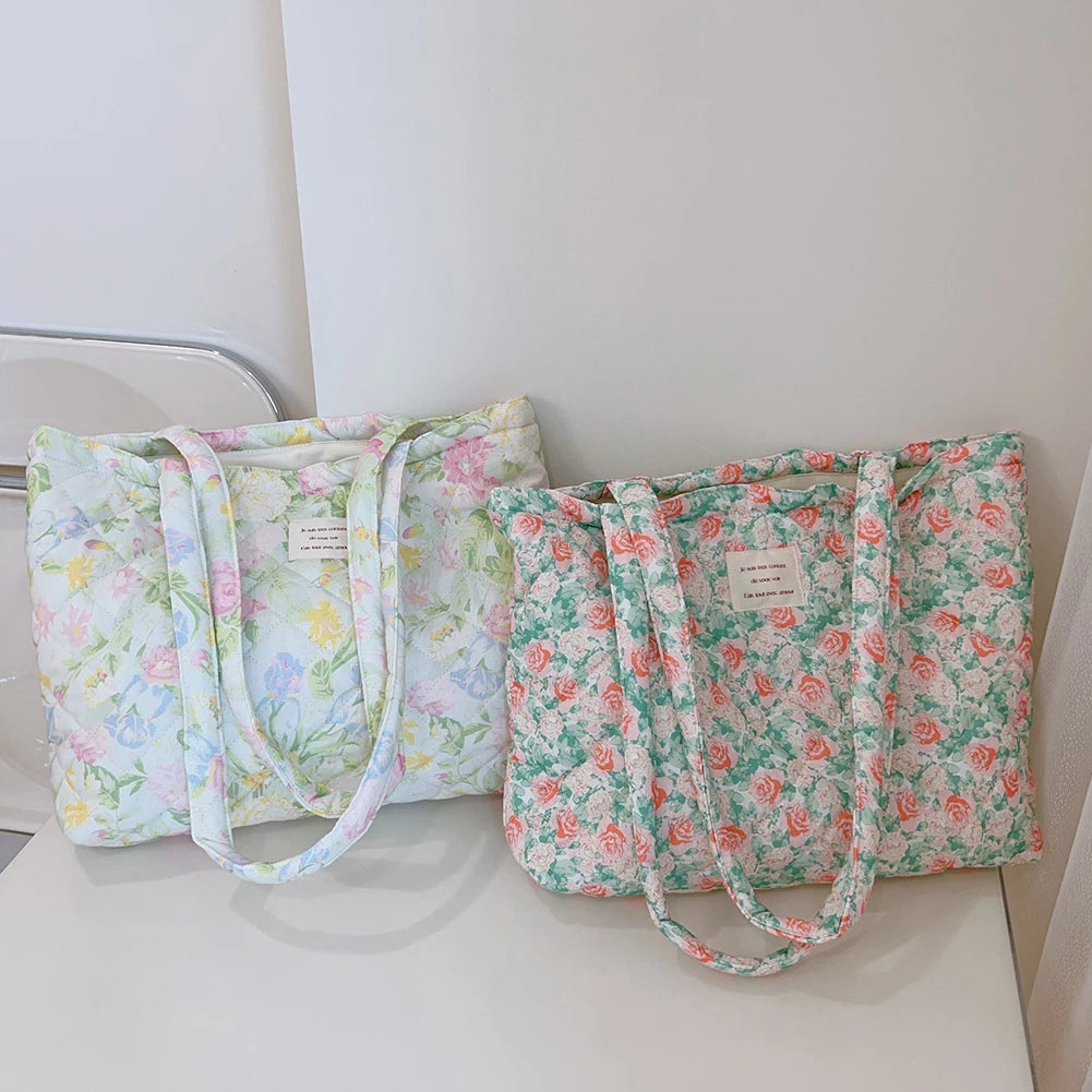 Women Tote Bag Floral | Lightweight Floral Shoulder Bag Cotton Chic Hobo Bag