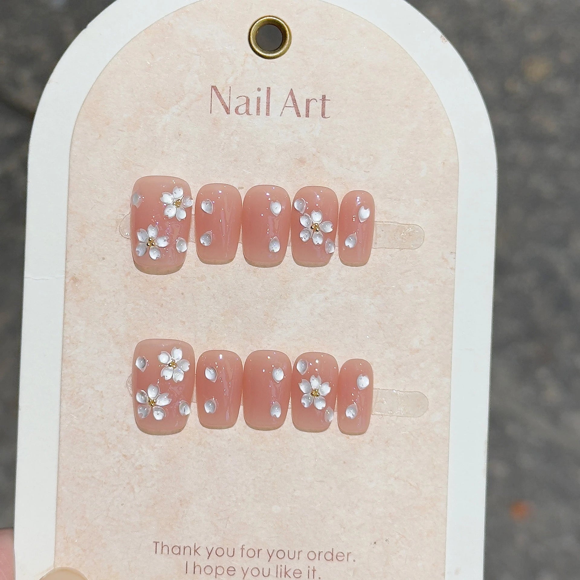 10 Cute Flower Nail Designs | Glitter Cat Eye False Nails Full Cover Manicure Nail Art Tip