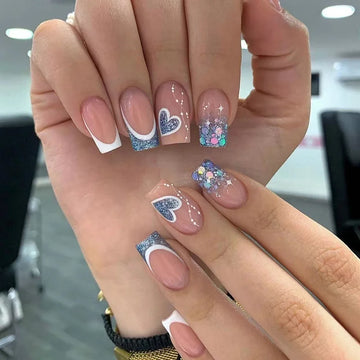 24 valentine's day nails short | Fake Nails Girls Wearing With Jelly Glue False Nails