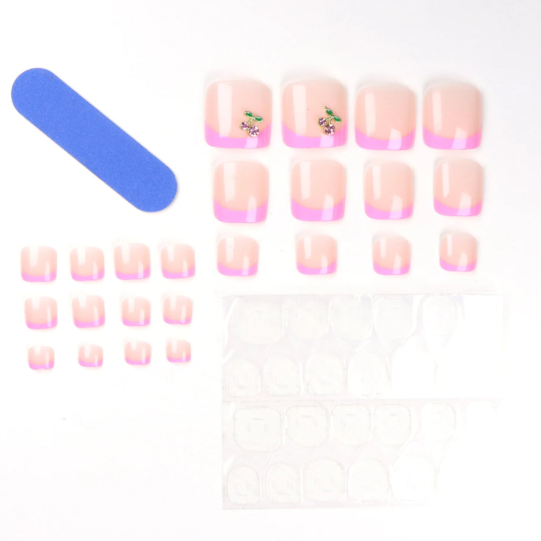24pcs Upgrade Cherry Toe Nail Designs