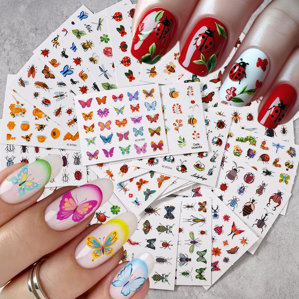 30pcs/Set 3D Cartoon Insect Ladybug Nail Stickers