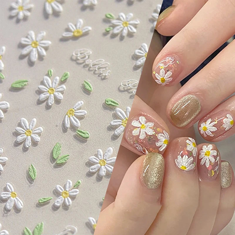 1pc White Flower Nail Stickers | Self-adhesive slider Nail Art Decoration Manicure