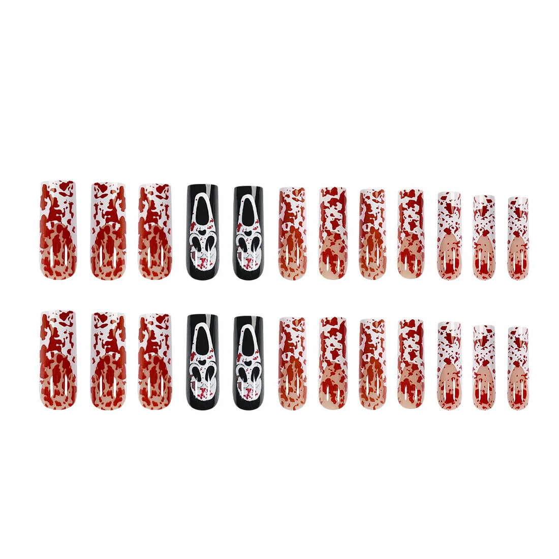 24 Cute Halloween Nail Ideas | Press On Nails Long Coffin Wearable White French Funny False Nails