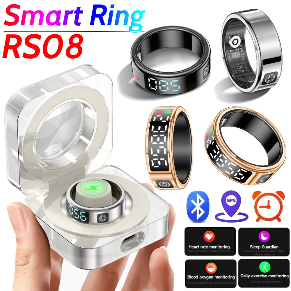RS08 Smart Ring 5ATM Waterproof Fitness Rings | Multi-sport Modes Heart Rate Blood Oxygen Sleep Monitoring for Android iOS