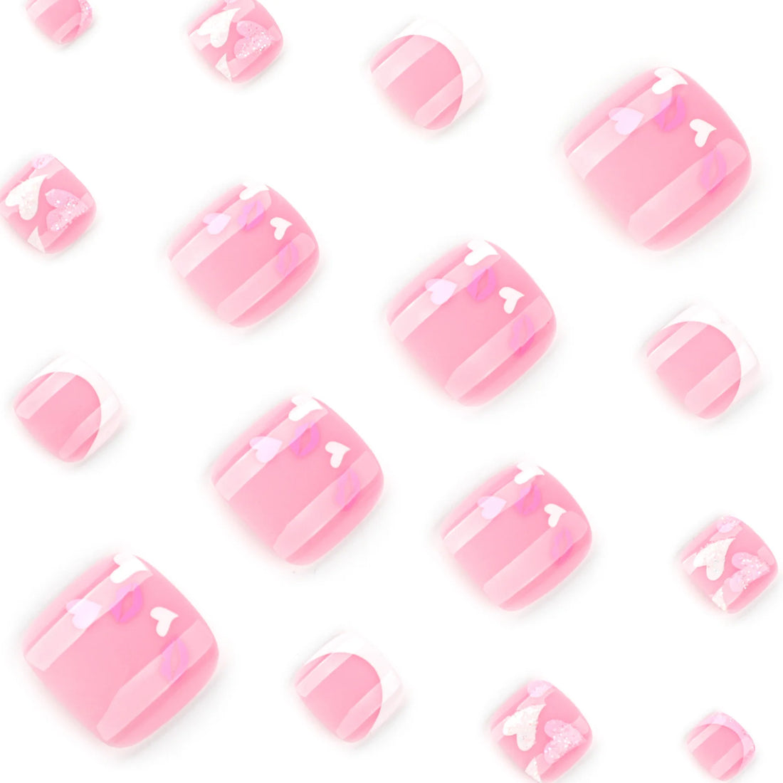 24pcs False Pink Toe Nails With French Tip