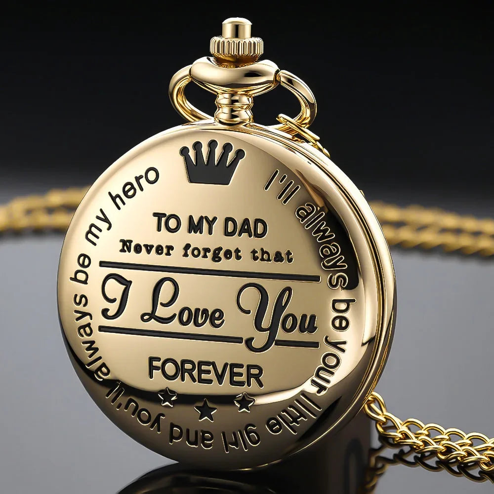 Steampunk Gold Quartz Pocket Watch Necklace for Dad and Grandpa | Exquisite Watches