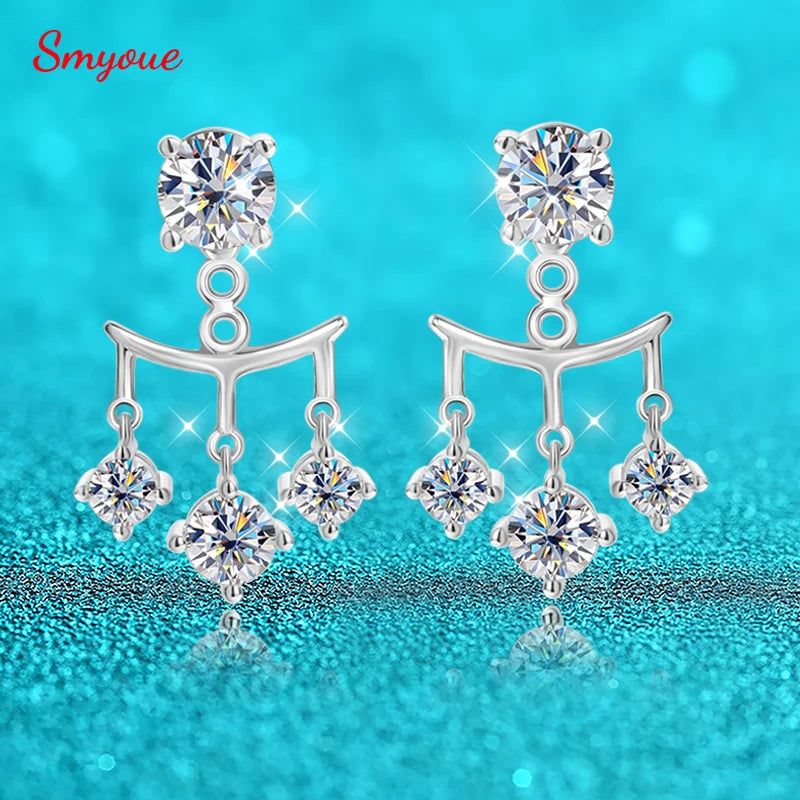Smyoue Drop Earrings for Women | Sparkling Brilliant cut S925 Sterling Silver Plated 18k Wedding Jewelry