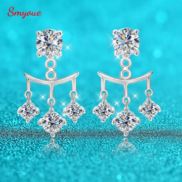 Smyoue Drop Earrings for Women | Sparkling Brilliant cut S925 Sterling Silver Plated 18k Wedding Jewelry