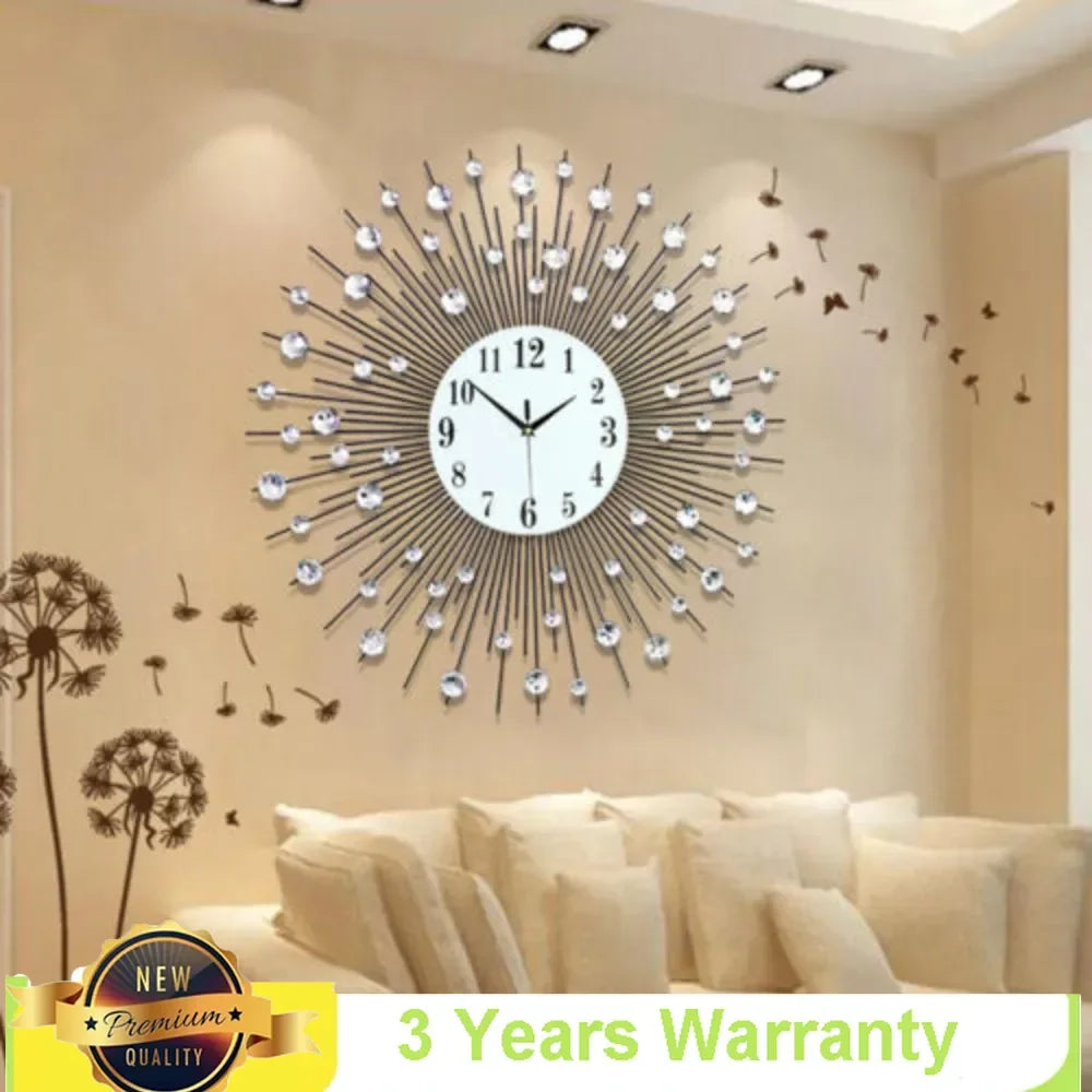 3D Large Metal Sunburst wall clock design | Luxury Home Decor | Luxury Art Wall Watch