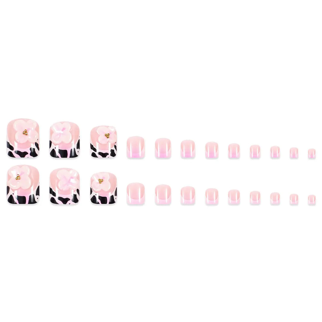 24pcs French Leopard Print Toe Nails
