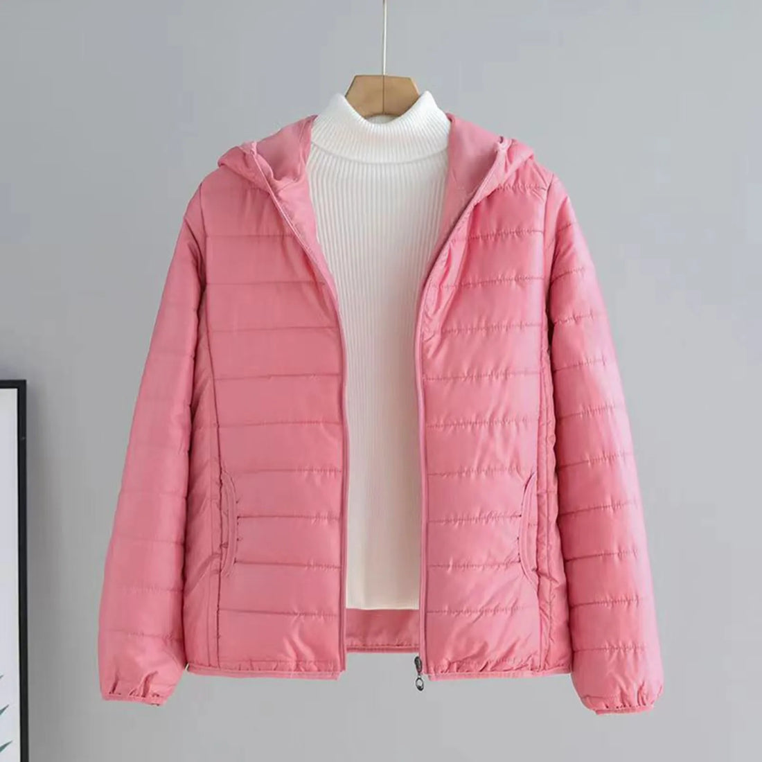 Women's Lightweight Hooded Padded Jacket – Multicolored Zippered