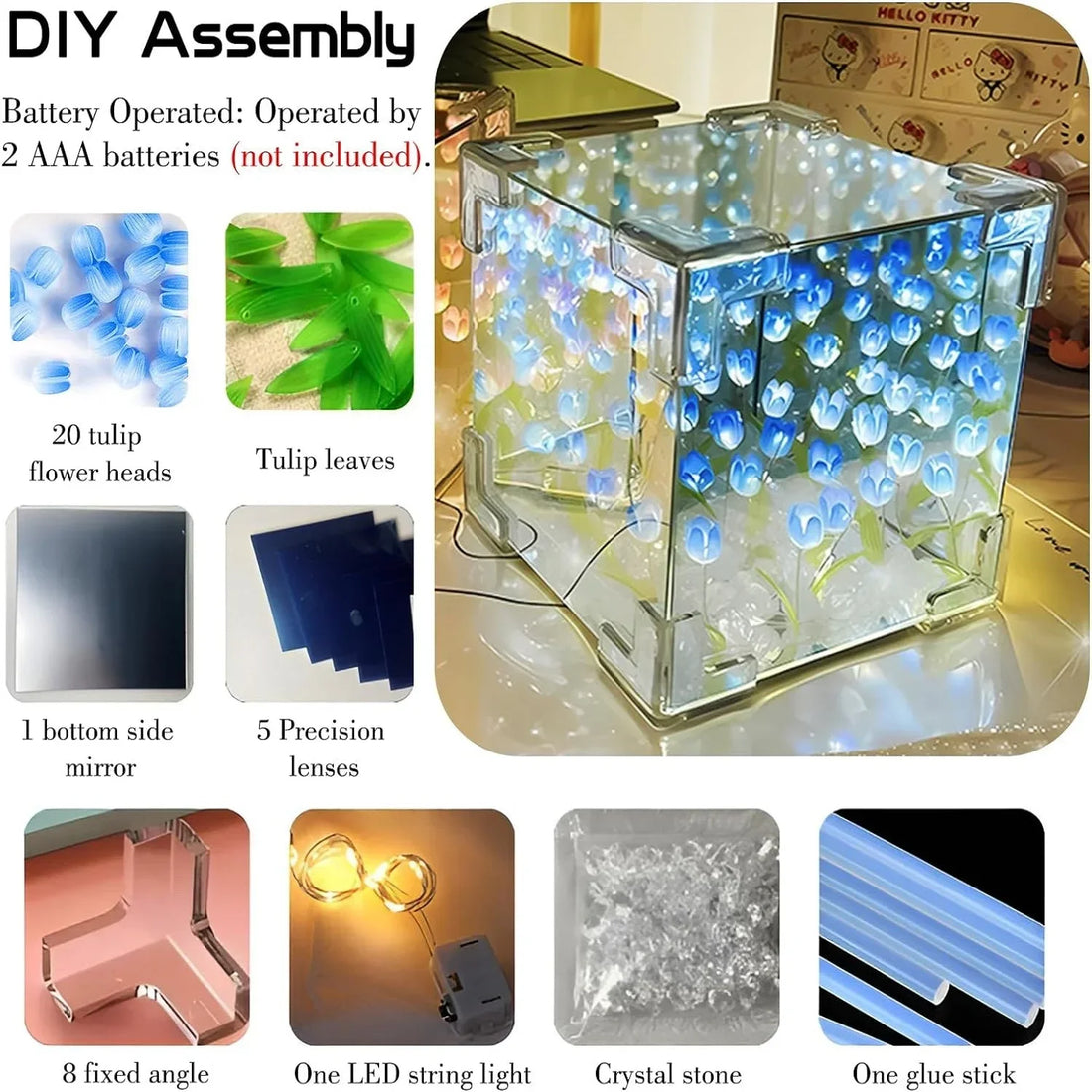 DIY Tulip Flower Cube | Three-Dimensional Small Night Lamp Material Package for Girlfriend