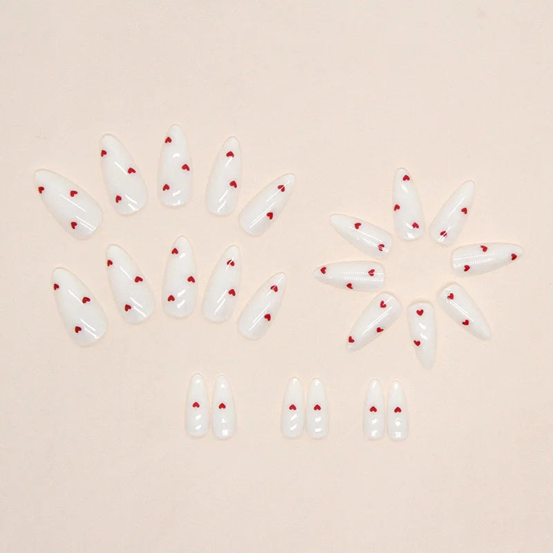 24PCS-Valentine's Day Nail Designs | Red love pattern fashion generous