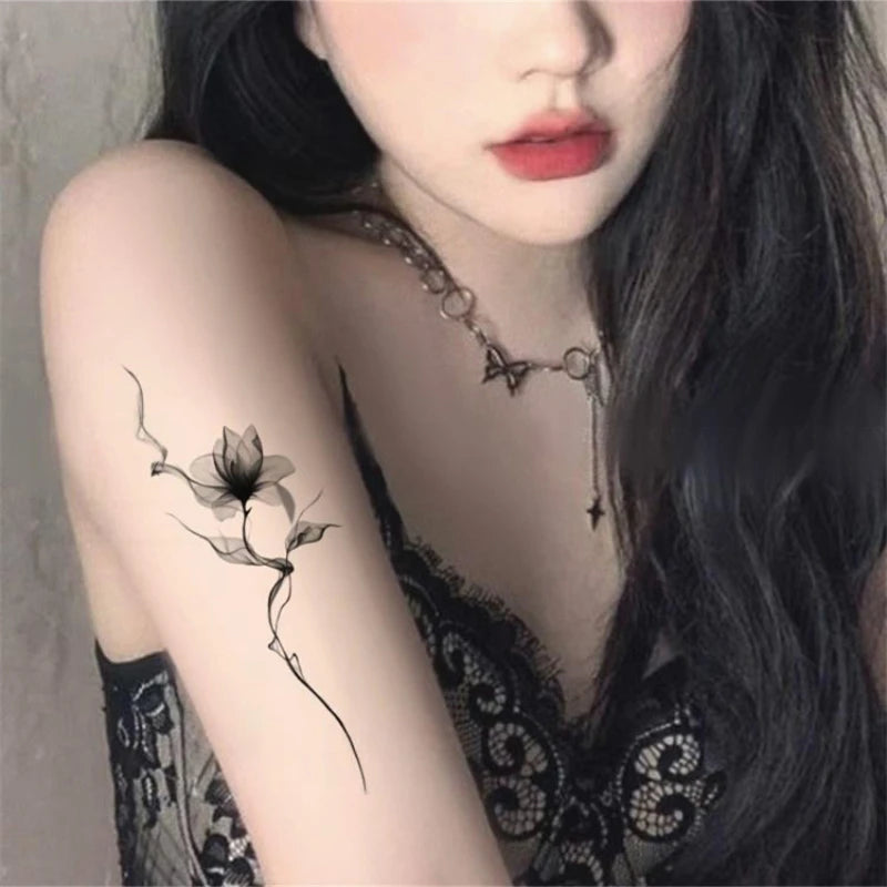 Flower Temporary Tattoos | Arm Art Floral Lotus Tattoo | Waterproof Fake Tattoo