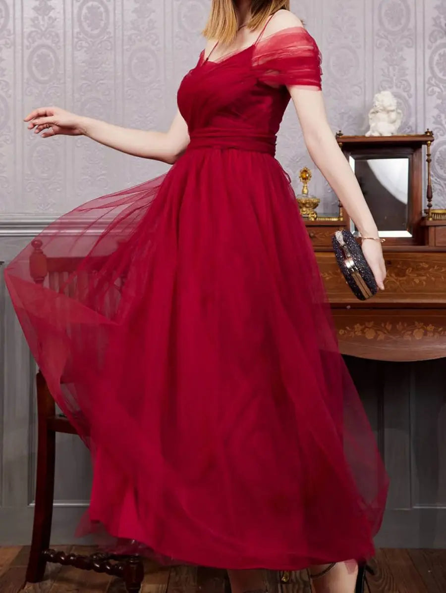 Short Sleeve Maxi Dress Wedding Guest | High Waist Corset Cocktail Party Pleated Dress