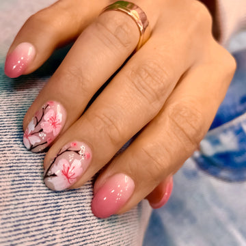 24 Floral Summer Nails | Blush Pink False Nails | Press On Nails Floral Printed Summer DIY