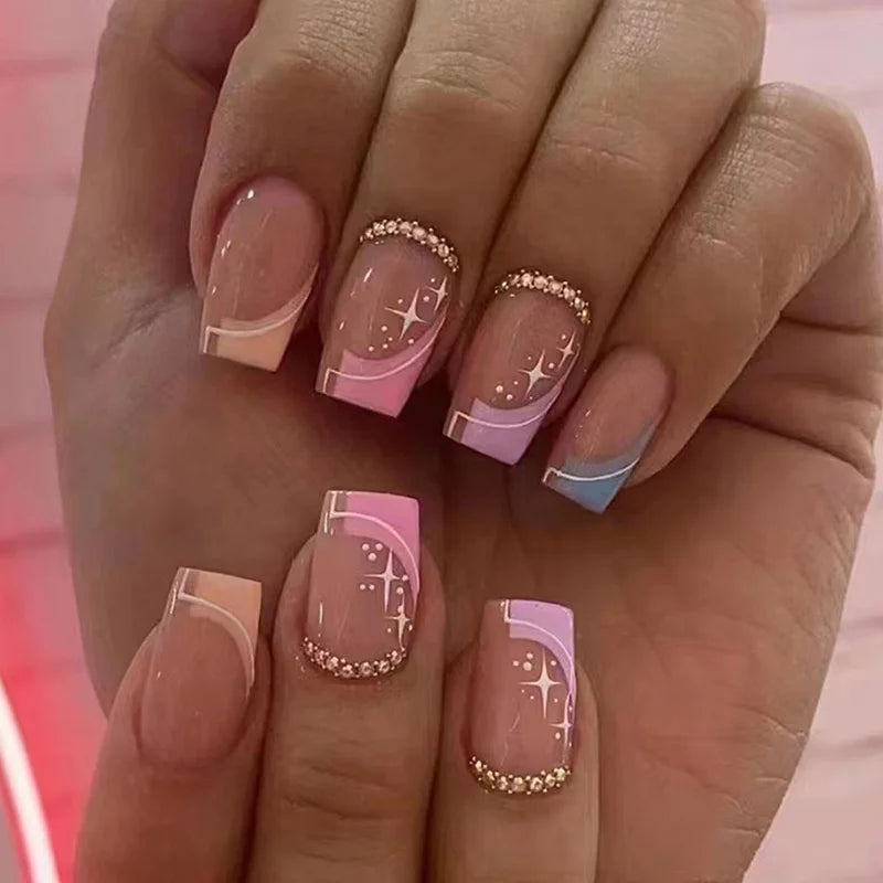 24 Jelly Nails Design | Charms Nails Tips Acrylic Press Short Square Girls