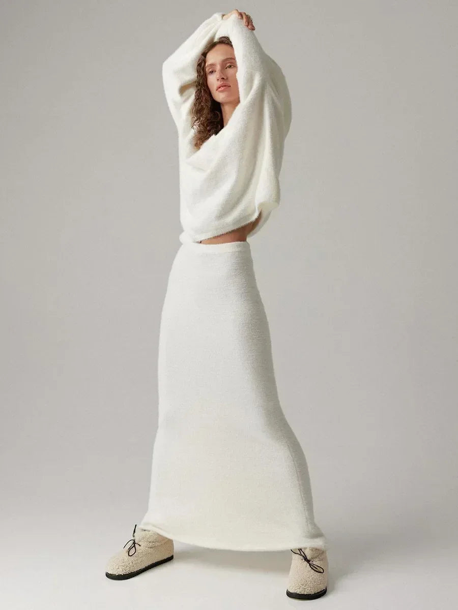 2 Piece Sweater Sets | V-neck Sweater+Skirt Sets | Casual Sweater Warm Fashion Sets
