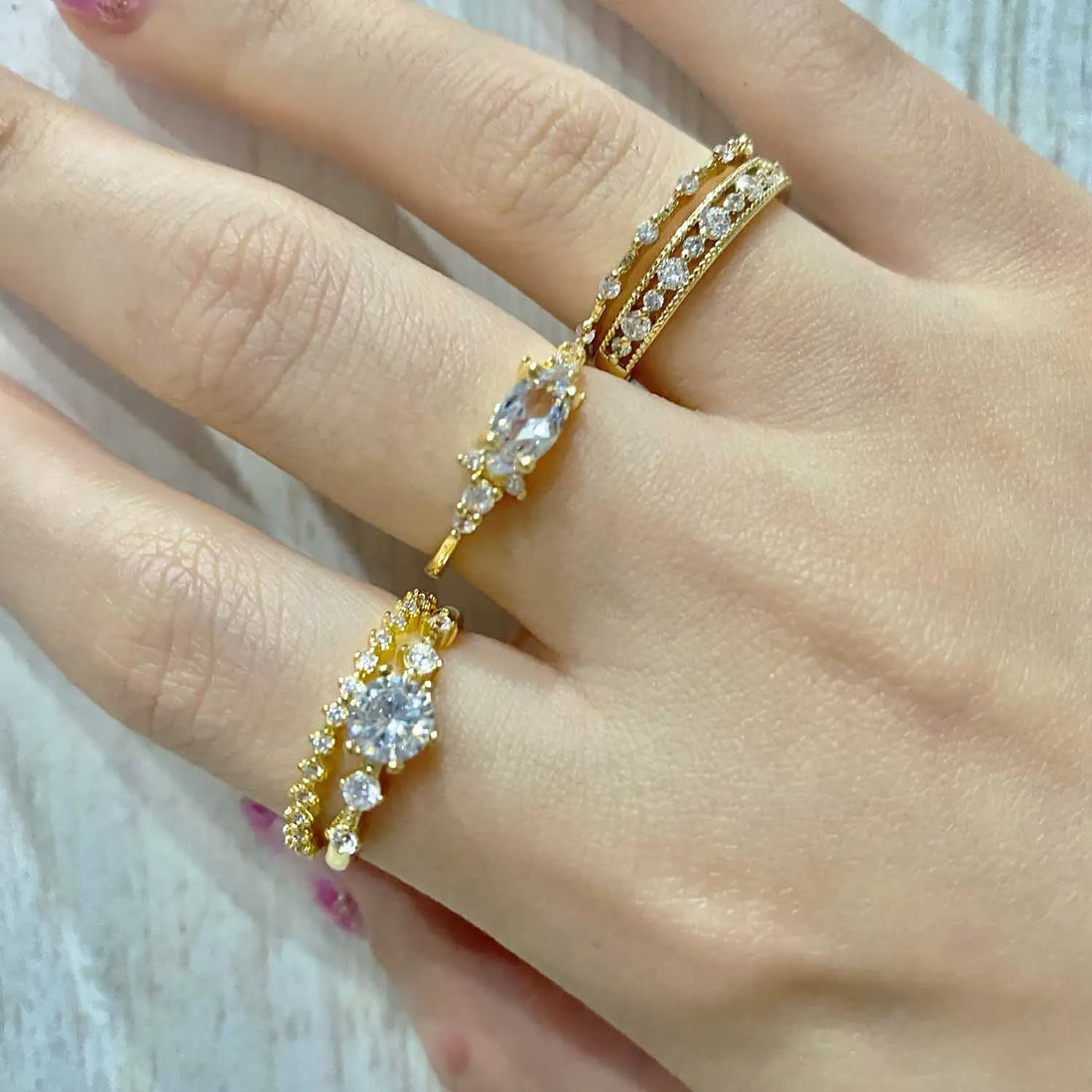 New INS Gold Color Noble Trend Dainty Rings For Women Entry Lux Zircon | Midi Finger Rings