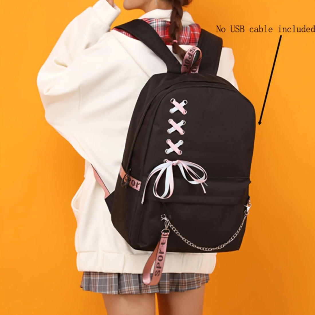 Large Size School Bags | Bags For Middle School Students With Chain And Ribbon Detail