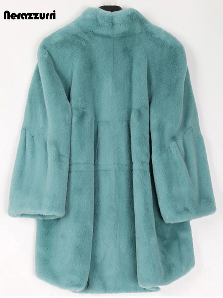 Loose Fit Fluffy Jacket with Flare Sleeve | winter women clothes