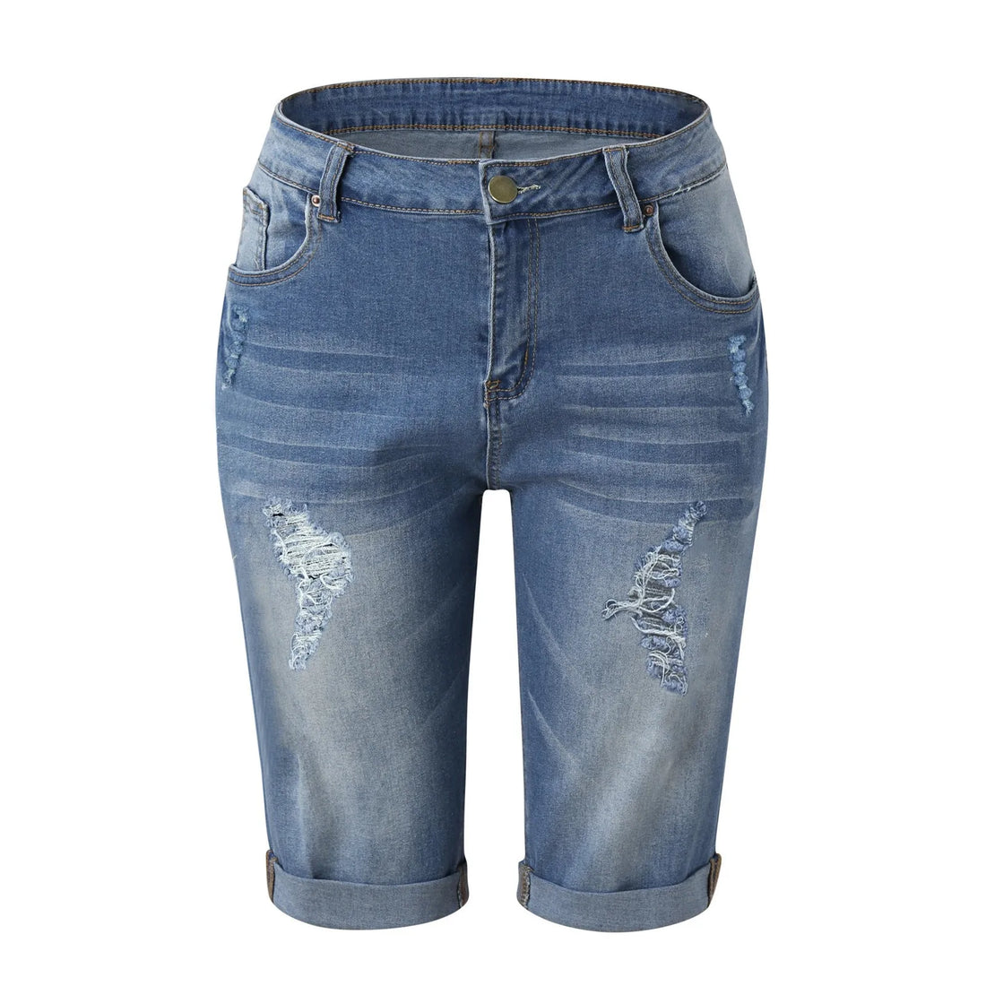 Women's High Waist Ripped Denim Shorts