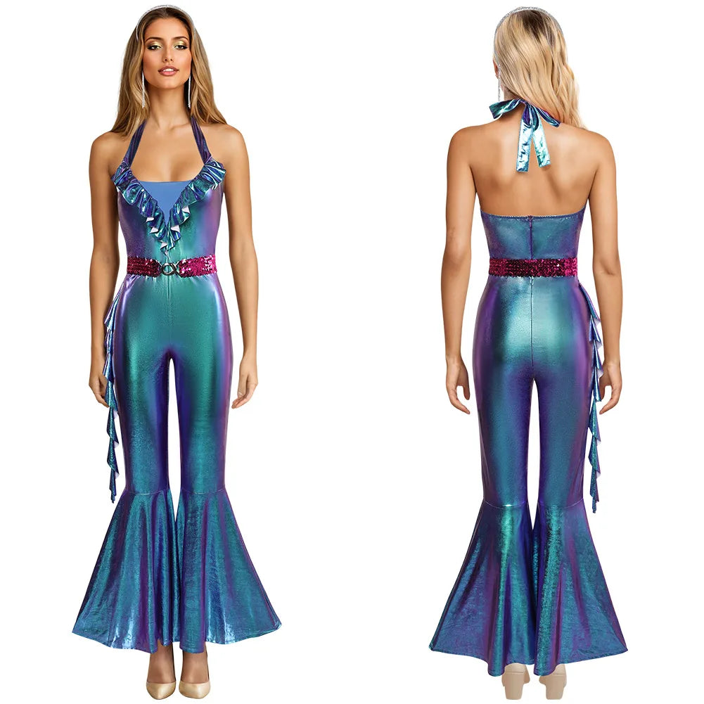 80s Disco Jumpsuit | Headband Dance Stage | Halloween Carnival Party Clothes