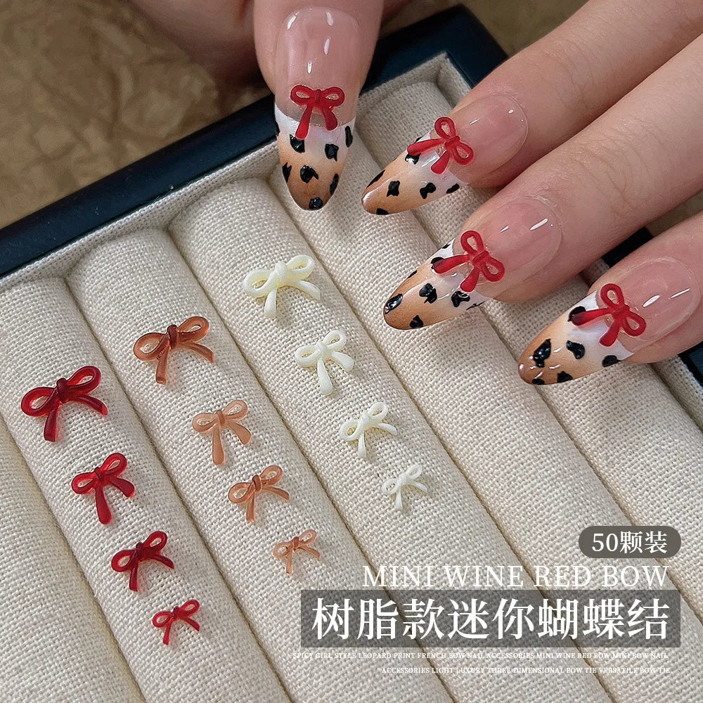 50 Butterfly Design On Nails | Bow Nail Art Decorations Parts Multi Colors | Bow Tie DIY Nail Art