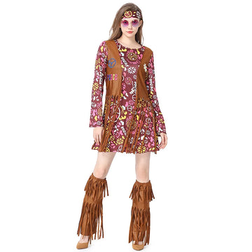 80s Rockstar Outfit Female | Stage Performance Tassel Boot Covers Superman Costume