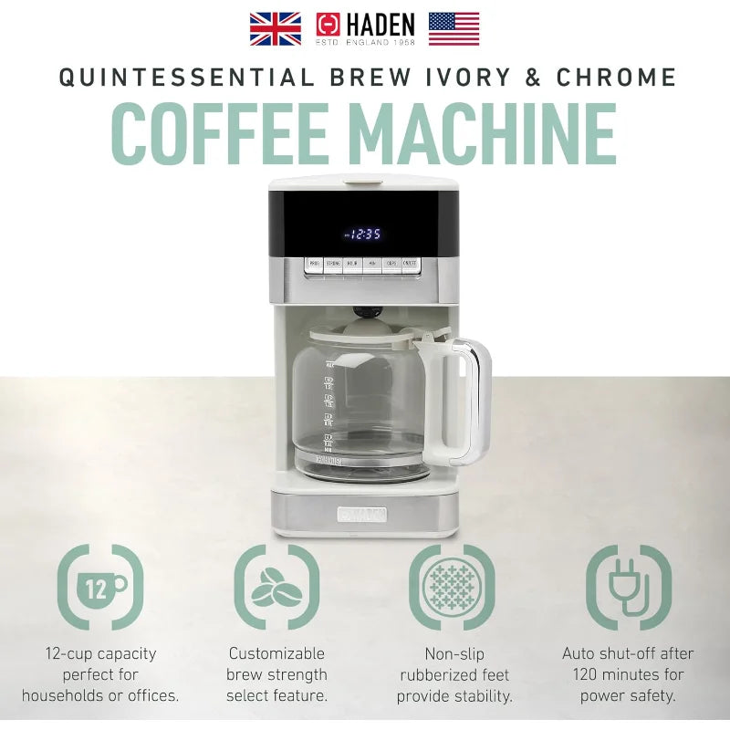 HADEN Quintessential 12 cup coffee maker with120 Minute Keep Warm