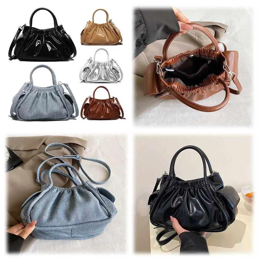 Women Casual Tote Bags | Handbag Adjustable Strap Small Ruched Tote Bag