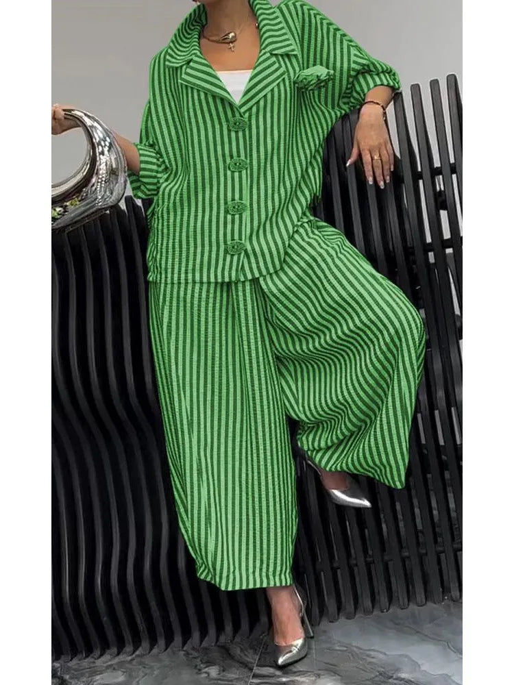 Simple Outfit For Women | Women Fashion Lapel Wide Leg Pants Loose Sets