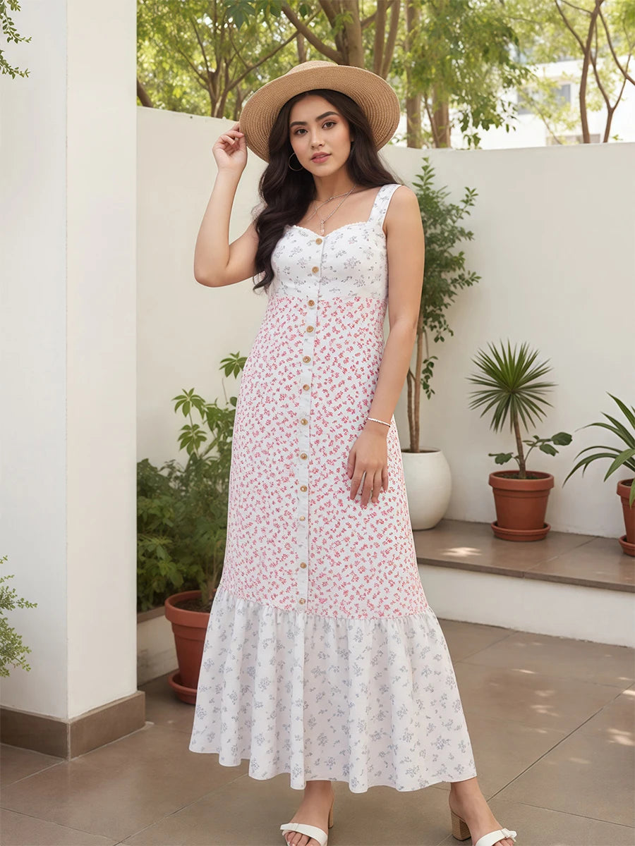 Women V-Neck Summer Floral Dresses For Weddings