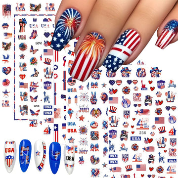 8pcs 4th of July Nail Stickers