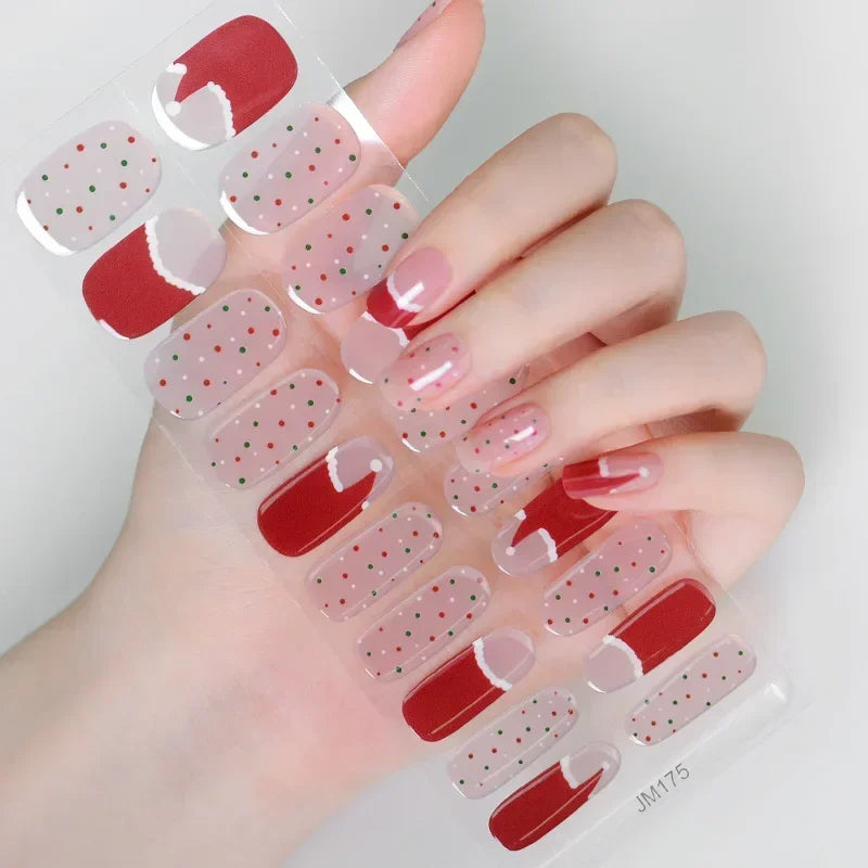 20 Christmas Snowflake Nails | Gel Nail Stickers For New Year Manicure UV Nail Wraps