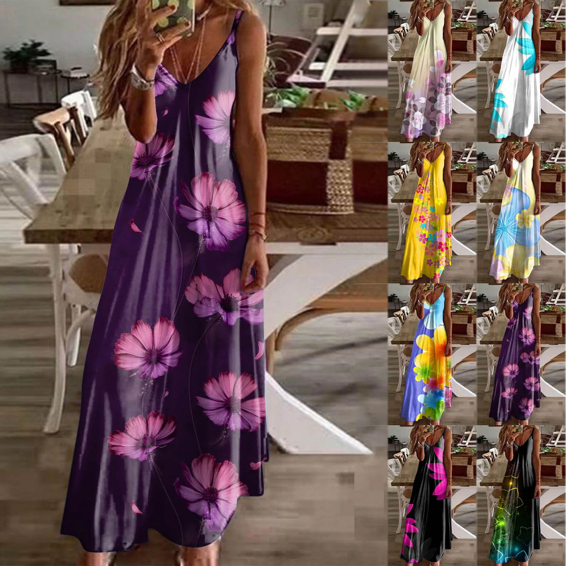 Women's Summer Floral Print Maxi Dress