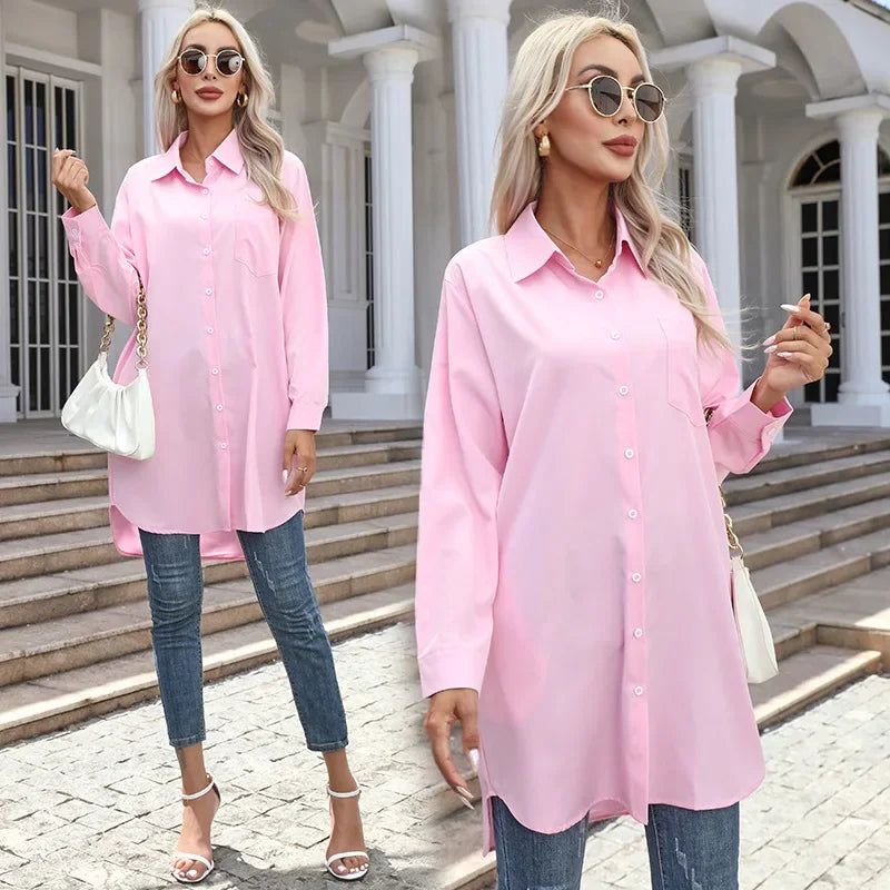 Fall Shirt Women | Vintage Pocket Shirts & Blouses | Oversized Long Sleeve Blouse