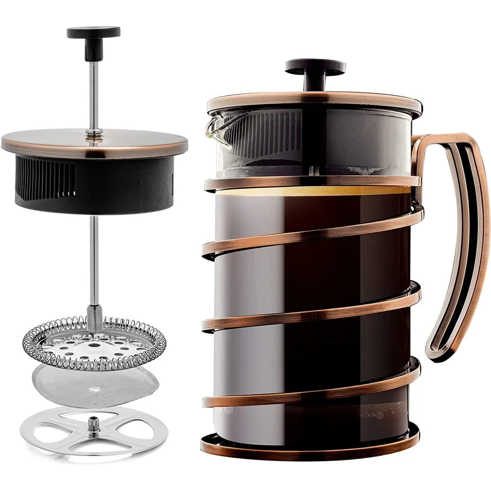 French Press Coffee Maker with Stainless Steel Plunger Perfect Tea Travel Camping Gifts