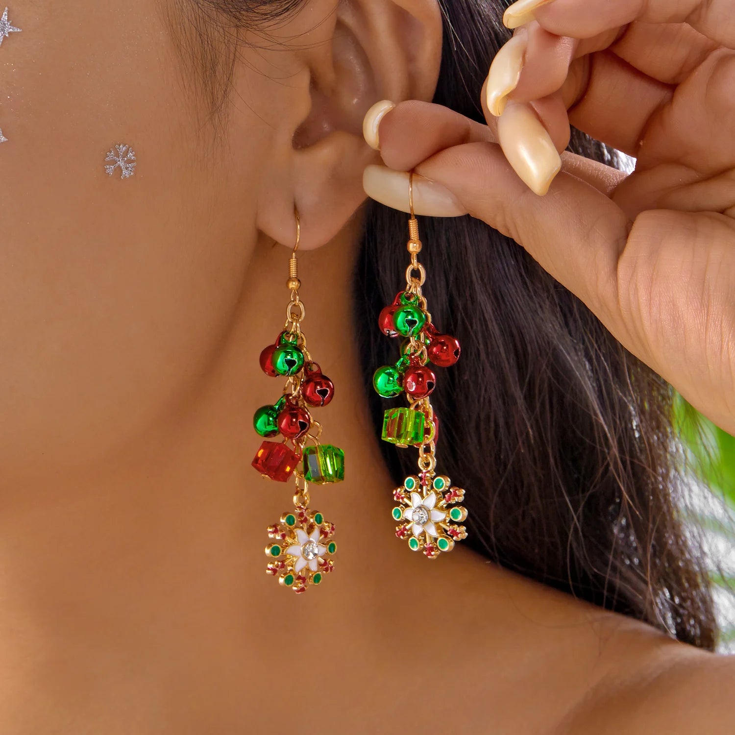 Xmas Tree Earrings for Women | Snowflake Xmas Tree Beads Long Earring | New Year Gifts