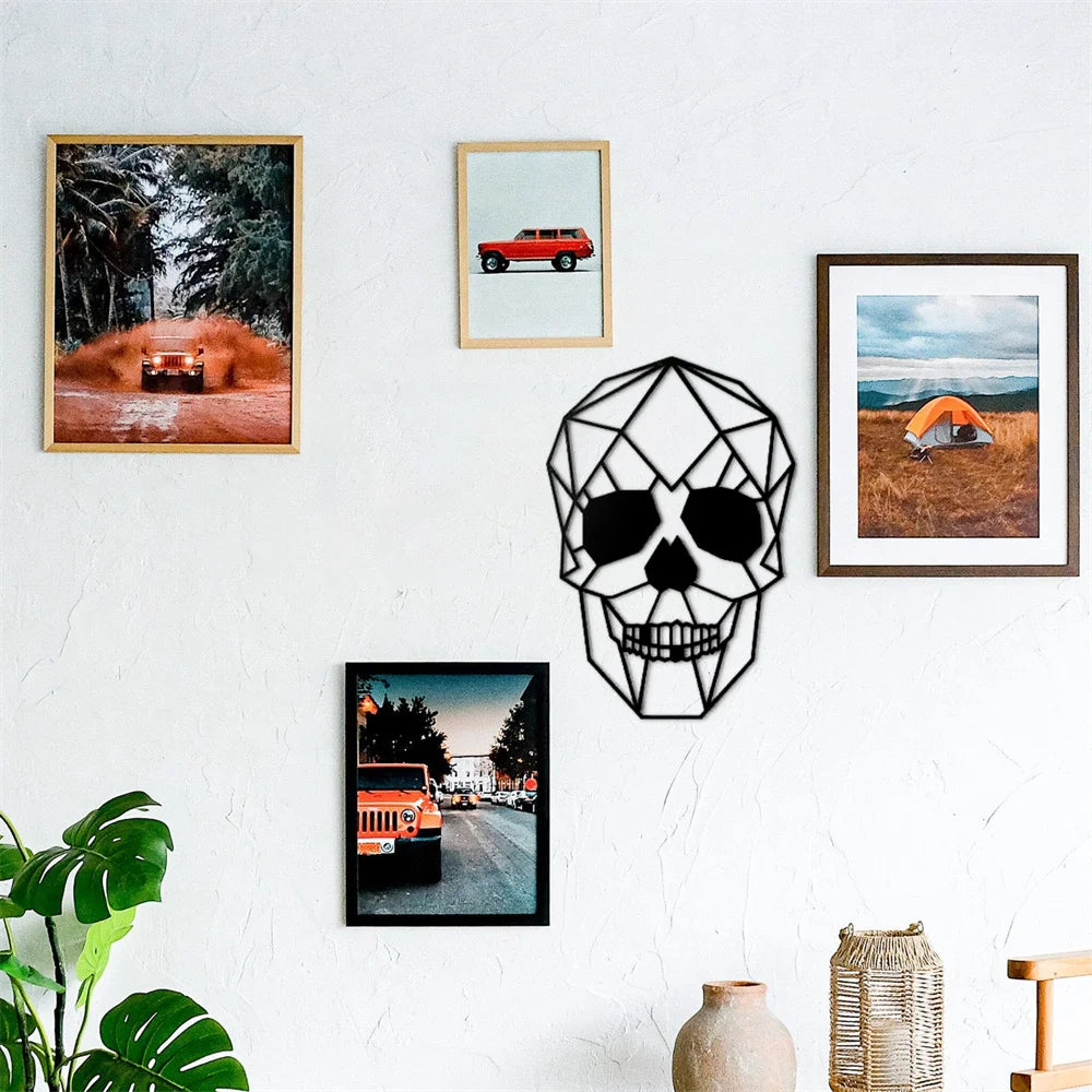 Human Skull Halloween Metal Wall Art Decor | Matte Black Wall Hanging Decor for Home Wall Decoration